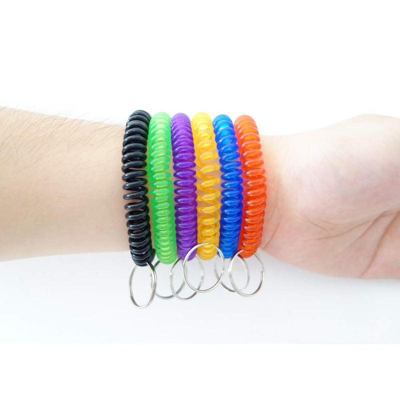 HAMIYELL Pack of 36 Colorful Spring Spiral Wrist Coil Key Chain, Wristband Key Ring (Black) - Image 5